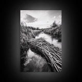Nature Escape, Stream View, Rustic Landscape, Autumn Calm, Framed Canvas Print, Nature art, Rustic Wall Decor, Cabin Art, Office Artwork