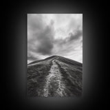 Winding Path, Hilltop View, Cloudy Horizon, Minimalist Landscape, Canvas Print, Bedroom Wall Art, Serene Decor, Fall Art Piece