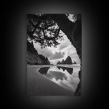 Sea Stacks, Reflected Sky, Dramatic Coastline, Beach Landscape, Canvas Print, Living Room Wall Art, Nature Coastal Decor, moody ocean print