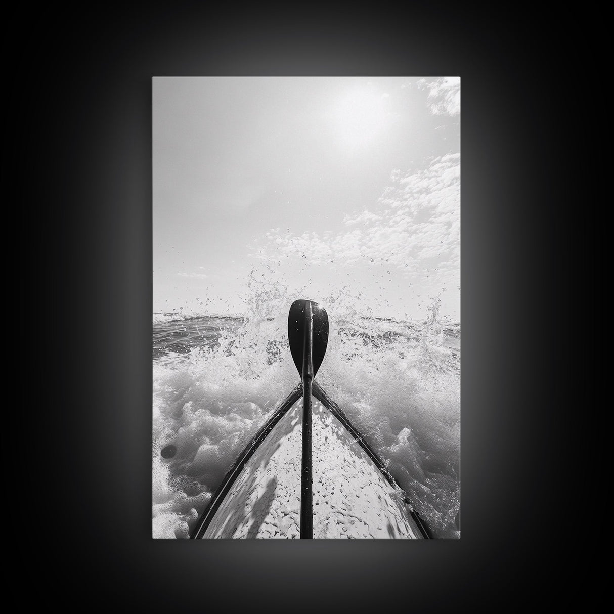 Kayak Splash, Adventure Paddle, Ocean Journey, Water Sports Art, Canvas Print, Office Wall Art, Outdoor Enthusiast Gift, boho wall decor