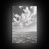 Open Sky, Serene Plains, Summer Day, Canvas Print, minimalist landscape art, farmhouse decor, bedroom wall art, neutral tones