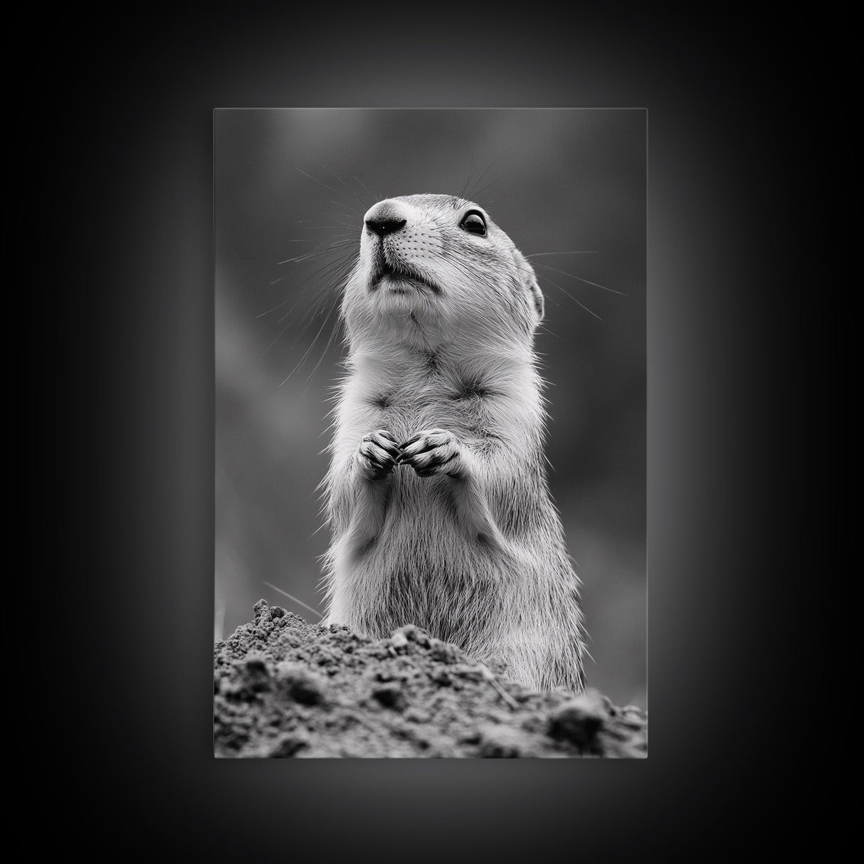 Prairie Dog, Wildlife Watch, Nature Moment, Framed Canvas Print, Whimsical Animal Wall Art, Nursery Decor, Cute Forest Creature