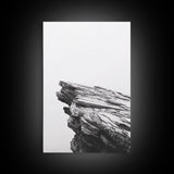 Weathered Cliffside, Coastal Rock, Modern Minimalism, Nature Decor, Framed Canvas Print, Neutral Tones, Office Wall Art, Beachy Aesthetic