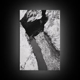 Rock Crevice, Light Ripples, Natural Texture, Abstract Nature, Framed Canvas Print, Kitchen Wall Art, Earth Tone Style, Modern Rustic