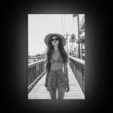 Pier Walk, Summer Fashion, Coastal Vibes, Chic Girl, Canvas Print, Fashion Wall Art, Modern Decor, Teen Room Artwork, Stylish Aesthetic