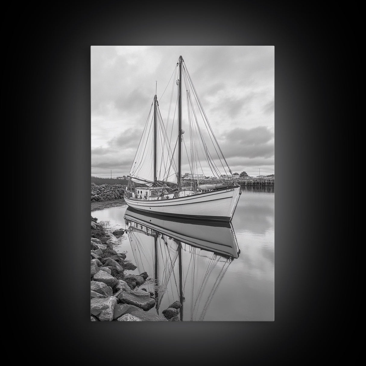 Sailboat Reflection, Harbor Calm, Nautical Scene, Canvas Print, Coastal Wall Art, Beach House Decor, Ocean Photography, Bathroom Art