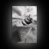 Sand Boat, Beach Sculpture, Dramatic Clouds, Textured Art, Framed Canvas Print, nautical wall art, coastal boho decor, modern beach print