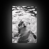 Dolphin Smile, Ocean Friend, Water Reflections, Gentle Waves, Framed Canvas Print, Kids Bathroom Art, Marine Life Decor, Playroom Artwork
