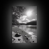 Ocean Shoreline, Serene Landscape, Coastal Photography, Canvas Print, Modern Nature Decor, Living Room Wall Art, Black and White Art