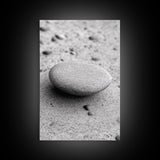 Smooth Beach Stone, Minimalist Sand Texture, Natural Balance, Canvas Print, Spa Room Wall Art, Calm Earthy Interior Style