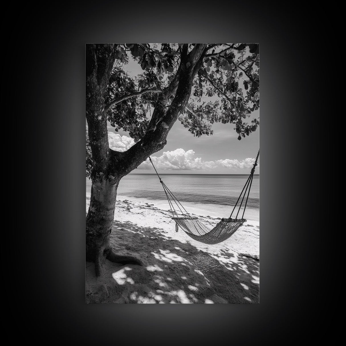 Hammock Relaxation, Beach Shade, Seaside Breeze, Canvas Print, Boho Bedroom Wall Art, Coastal Calm Tropical Home Decor