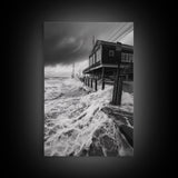Stormy Coastline, Ocean Waves, Seaside House, Canvas Print, Coastal Wall Art, Beach House Decor, Nautical Photography, Moody Art