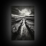 Muddy Terrain, Dramatic Sky, Natural Earth Art, Framed Canvas Print, Fall Decor, Landscape Photography, Moody Living Room Art