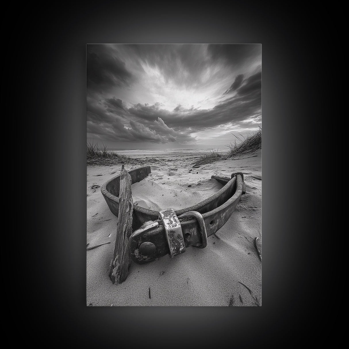 Coastal Relic, Rustic Sand Dunes, Weathered Wood, Canvas Print, Beach House Wall Art, Moody Ocean Decor, Fall Home Styling