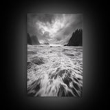 Wild Ocean Waves, Moody Coastline, Stormy Seascape, Nature Photography, Canvas Print, Coastal Wall Art, Bathroom Art, Modern Nature Decor