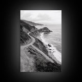 Winding Beach Road, Coastal Drive, Ocean Cliffs, Travel Landscape, Canvas Print, Office Wall Art, Fall Adventure Style, Neutral Coastal Decor