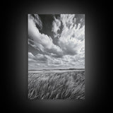 Open Sky Fields, Windy Prairie, Moody Nature Sky, Rustic Landscape, Canvas Print, Bedroom Wall Art, Fall Countryside, Boho Nature Decor
