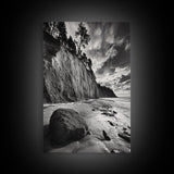 Cliffside Trees, Coastal Horizon, Rugged Seashore, Pacific Northwest Print, Framed Canvas Print, Fall Nature Wall Art, Den Decor
