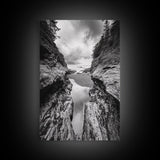Ocean Ravine, Rugged Coastline, Pacific Wilderness, Stormy Seascape, Framed Canvas Print, Adventure Wall Art, Nature Home Decor