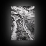 Coastal Mountain Trail, Ocean View, Travel Photography, Framed Canvas Print, Scenic Landscape Art, Office or Hallway Wall Art