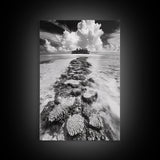 Island Cloud Escape, Ocean Path Scene, Tropical Seascape, Canvas Print, Coastal Beach House Art, Summer Island Vibes Wall Art