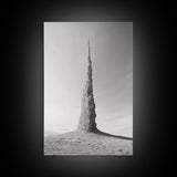 Rock Spire, Desert Sculpture, Abstract Form, Canvas Print, Surreal Landscape Art, Minimalist Wall Decor, Earthy Modern Home Accent