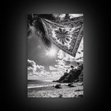 Sunlit Beach, Boho Tapestry, Relaxed Seaside, Canvas Print, Tropical Wall Art, Vacation Home Decor, Modern Boho Vibes, Beach House Wall Decor
