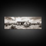 Desert Home, Adobe House, Rustic Pathway, Cactus Garden, Framed Canvas Print, Southwestern Decor, Living Room Wall Art, Western Aesthetic