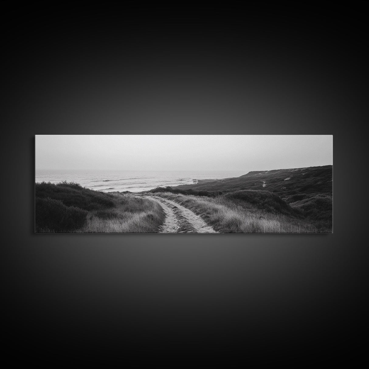 Coastal Path, Ocean Trail, Nature Journey, Canvas Print, Rustic Landscape Art, Entryway Wall Decor, Seaside Minimalist Photo
