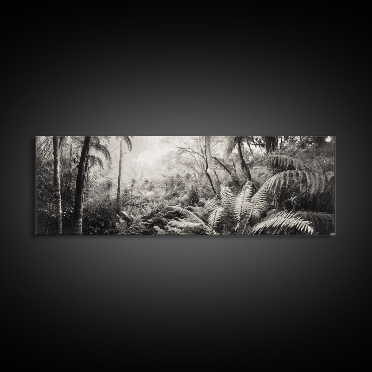 Jungle Light, Nature Vibe, Wild Forest, Framed Canvas Print, Boho Wall Art, Office Wall Decor, Earthy Tones Art, Rainforest Wall Print