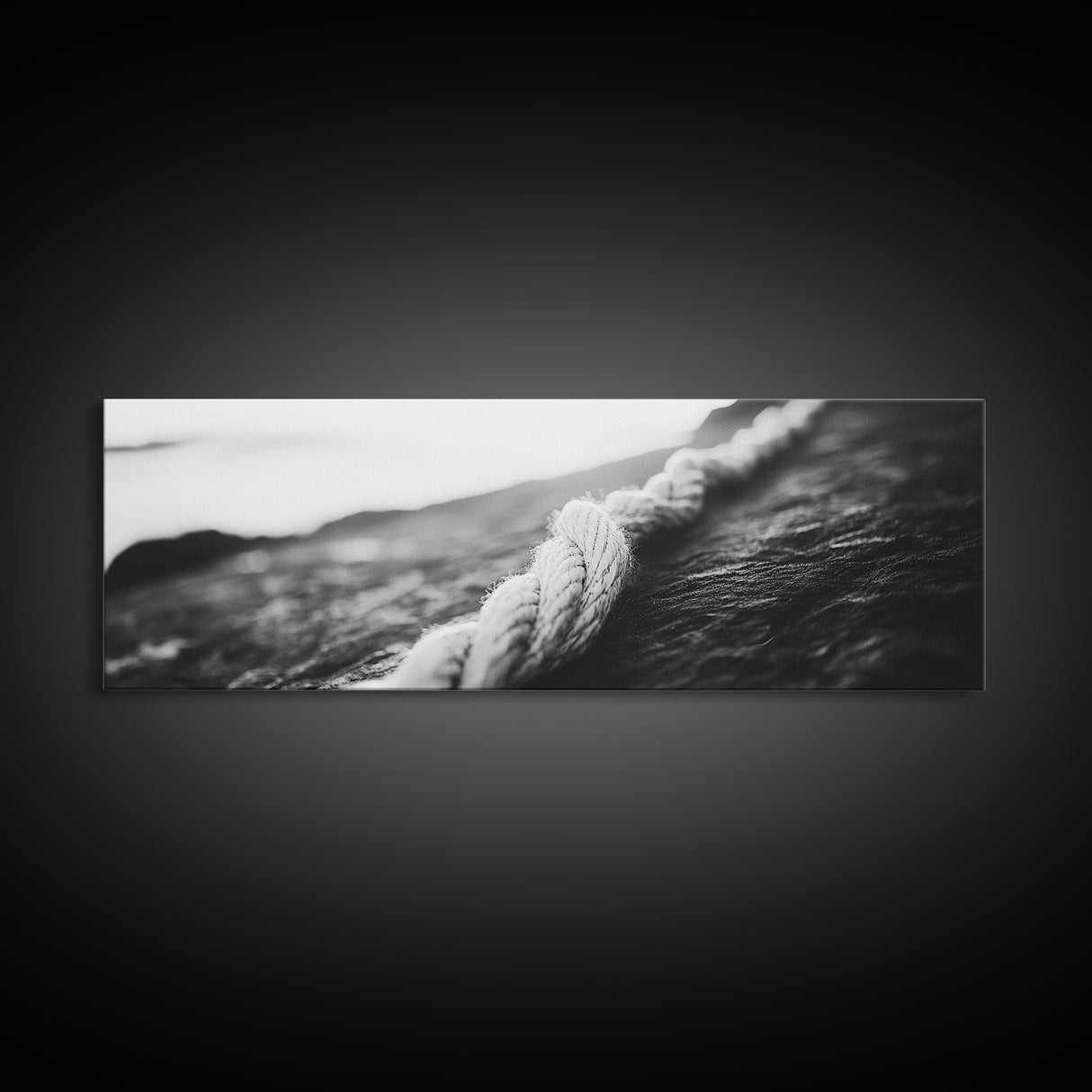 Rope Detail, Coastal Texture, Closeup Knot, Framed Canvas Print, Nautical Wall Decor, Minimalist Wall Art, Beach Home Accent, Ocean Print