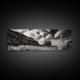 Cliff House, Ocean Cabin, Windy Coast, Framed Canvas Print, Moody Landscape Art, Rustic Wall Decor, Autumn Entryway Art