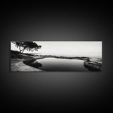 Seaside Pool, Nature Reflections, Calm Coastline, Canvas Print, minimalist zen wall art, spa bathroom decor, peaceful landscape photography