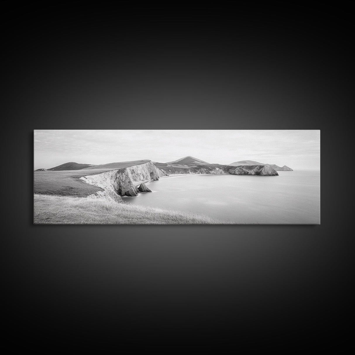 Cliff Coast, Rolling Hills, Seaside Bluffs, Canvas Print, dreamy landscape photography, light neutral living room art, tranquil office decor