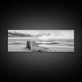 Blanket Beach, Woven Texture, Ocean Sunset, Tranquil Shore, Framed Canvas Print, Boho Wall Art, Bedroom Decor, Soft Coastal Photography Style