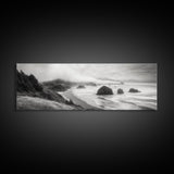 Pacific Coast, Misty Cliffs, Ocean Rocks, Moody Beach Scene, Canvas Print, Modern Nature Decor, Living Room Wall Art, Coastal Landscape