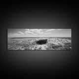 Prairie Cave, Windy Plains, Nature Escape, Canvas Print, Rustic Wall Art, Earthy Decor, Bedroom Accent, Black and White Landscape