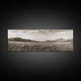 Golden Prairie, Mountain Horizon, Rustic Calm, Canvas Print, Fall Wall Art, Country Living Room Decor, Neutral Tones Photography