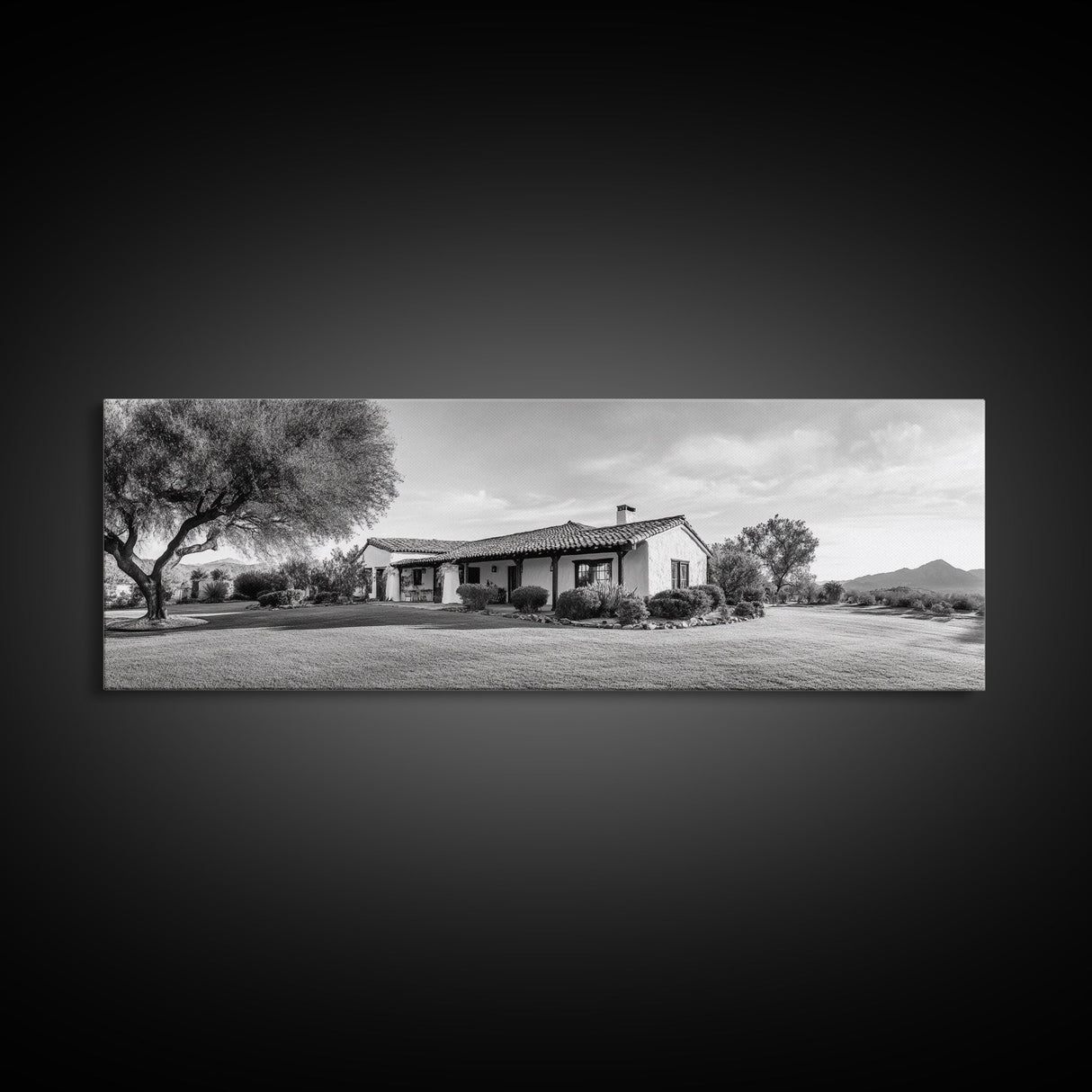Spanish Ranch, Desert Landscape, Tranquil Home, Canvas Print, Southwestern Wall Art, Neutral Tones, Living Room Decor, Rustic Home Style