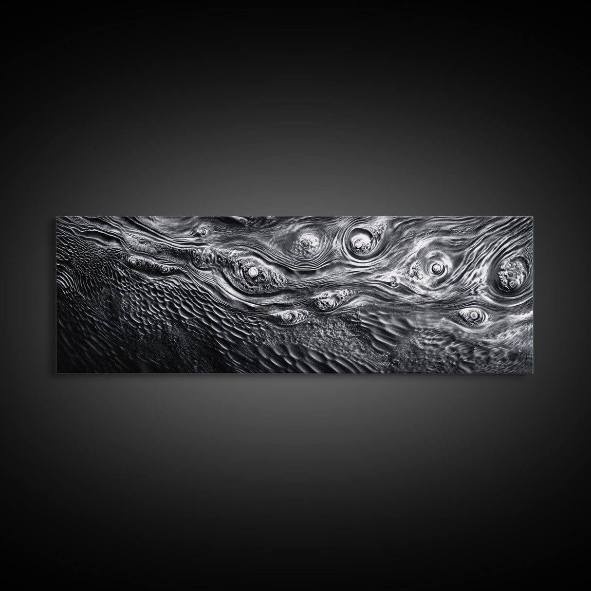 Liquid Texture Waves, Abstract Water Photography, Monochrome Art, Framed Canvas Print, Modern Living Room Wall Art, Nature-Inspired Decor