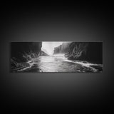 Ocean Cliff Passage, Dramatic Seascape Art, Moody Coastal Photography, Canvas Print, Dark Academic Wall Decor, Bedroom Statement Piece