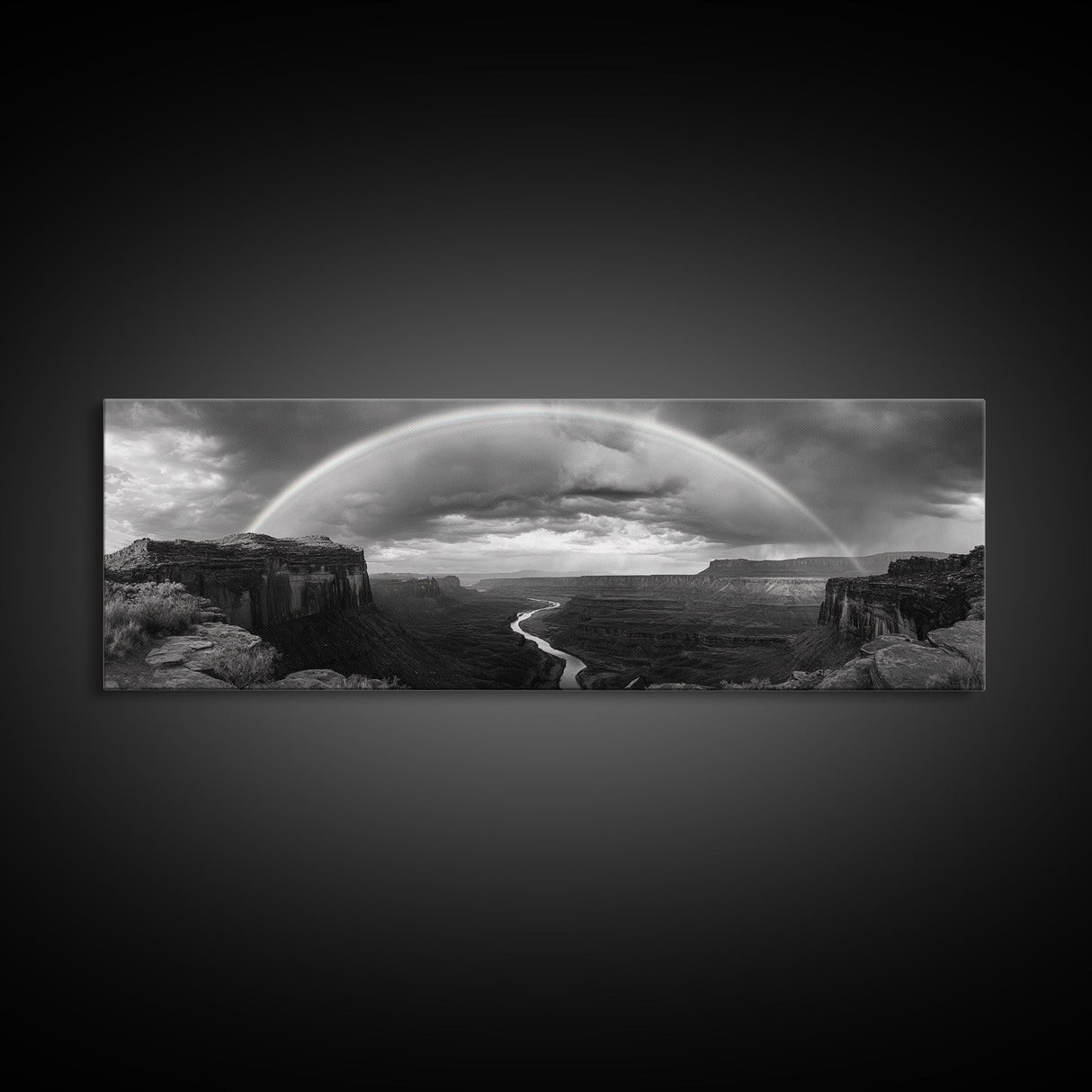 Rainbow Desert Storm, Moody Landscape Photography, Canyon Wall Art, Canvas Print, Living Room Statement Piece, Western Style Decor
