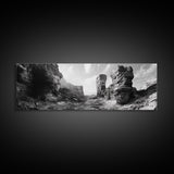 Coastal Rock Passage, Ocean Cliffside Art, Natural Texture Photography, Framed Canvas Print, Bathroom or Hallway Wall Art