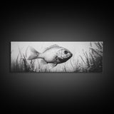 Underwater Fish, Aquatic Life, Marine Habitat, Ocean Depth, Framed Canvas Print, Bathroom Wall Art, Minimalist Nature Art, Sea Creature Decor