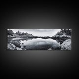 Coastal Reflections, Tide Pool, Rocky Shoreline, Framed Canvas Print, Seaside Nature Art, Minimalist Coastal Decor, Zen Bathroom Art
