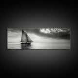 Sailboat, Ocean Horizon, Dramatic Sky, Framed Canvas Print, Nautical Wall Art, Minimalist Office Decor, Ocean Lover Photography