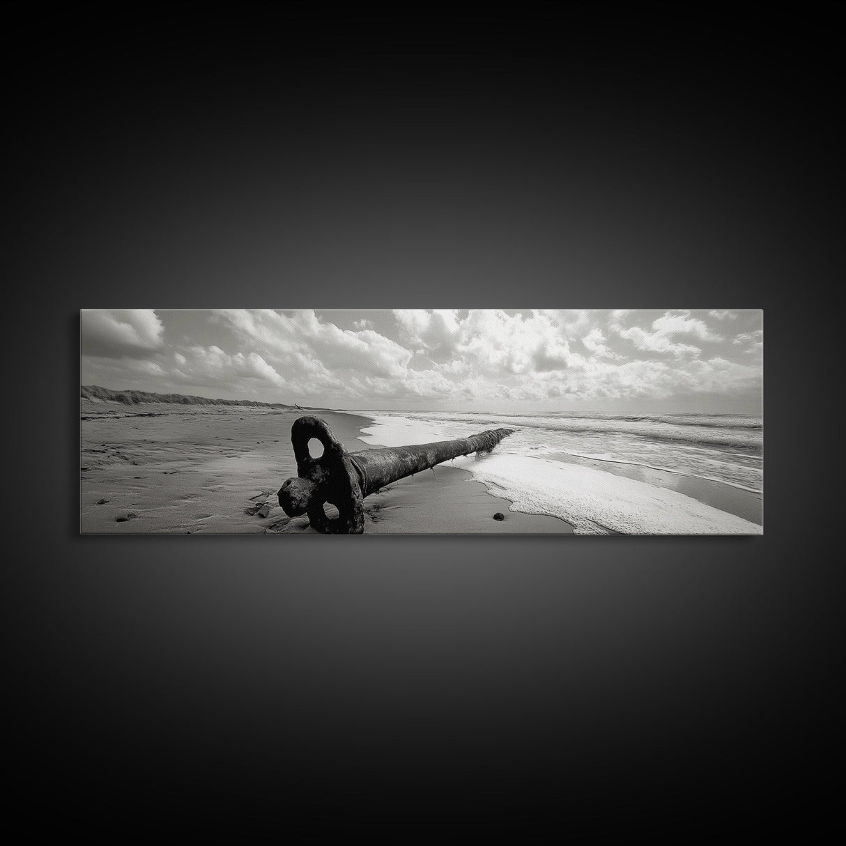 Rusted Anchor Pipe, Coastal Beach Art, Ocean Photography, Framed Canvas Print, Nautical Wall Art, Bedroom or Bathroom Decor