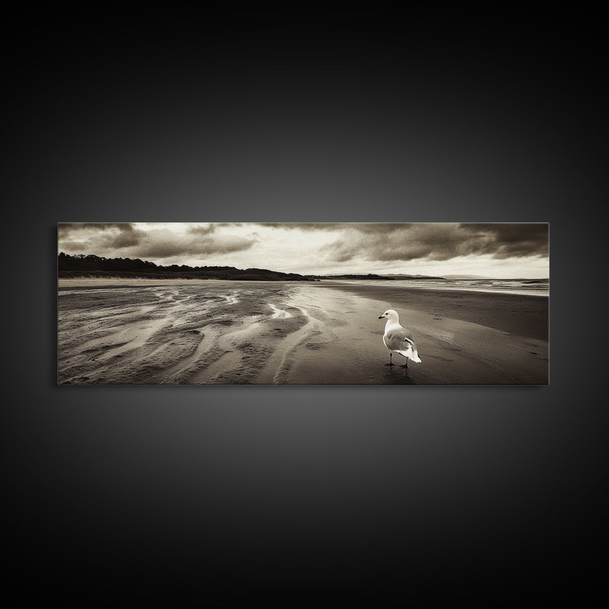 Seagull Beach Walk, Coastal Landscape, Minimalist Style, Canvas Print, Beach Wall Art, Fall Decor, Bedroom Wall Art, Nature Photography