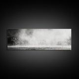 Waterfall Mist Scene, Nature Wall Decor, Canvas Print, Modern Minimalist Art, Neutral Tones, Living Room Wall Art, Black White Landscape