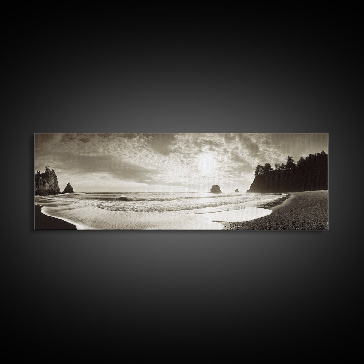 Seaside Cliff Sunset, Pacific Coast View, Canvas Print, Coastal Living Room Art, Modern Neutral Decor, Ocean Landscape Photography